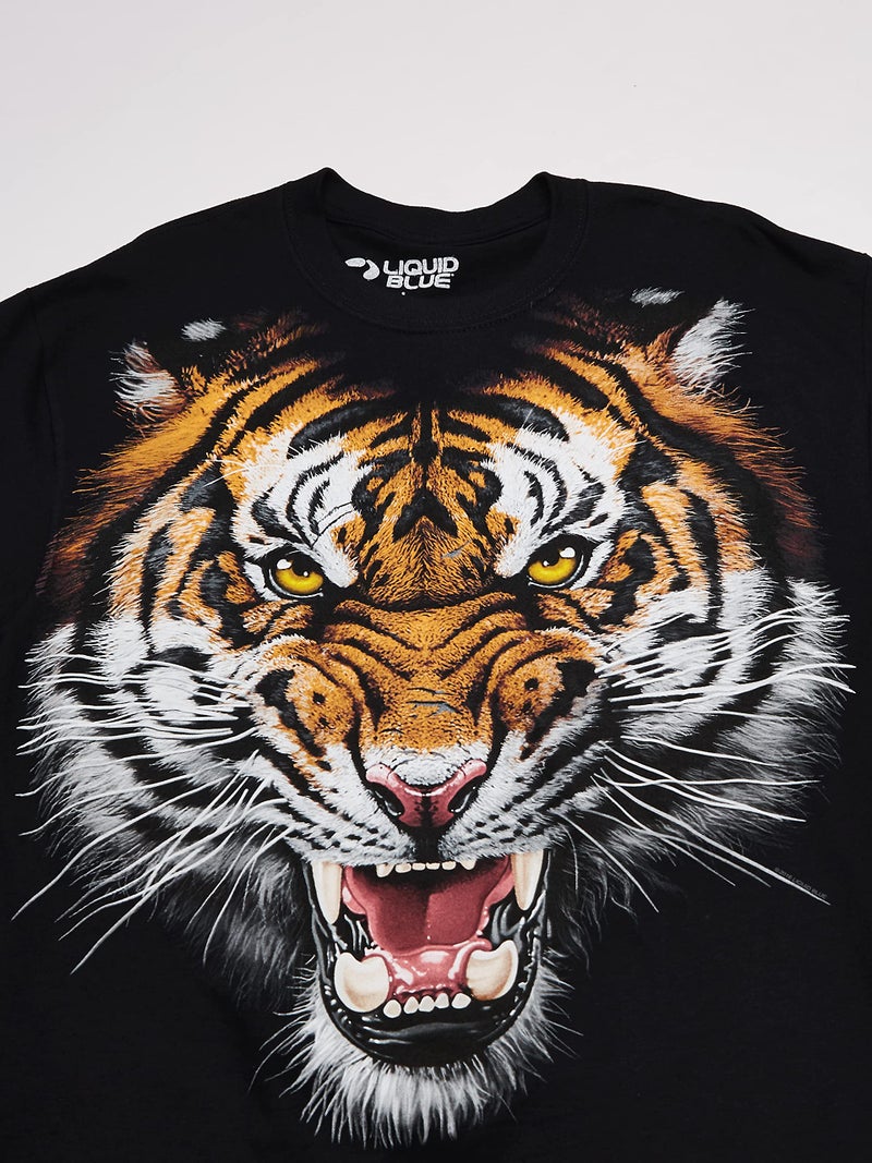 Liquid Blue Men's Tiger Face T-Shirt, Black, Large - Image 2